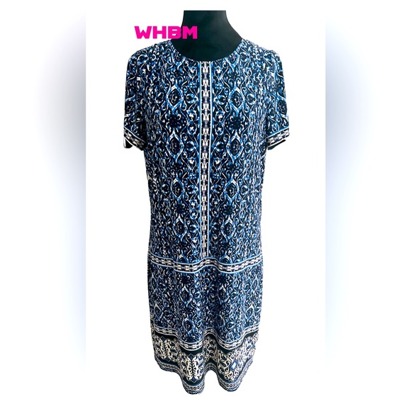 White House Black Market Dresses & Skirts - WHBM-BUSINESS CASUAL Blue & White Shift Dress.NWOT